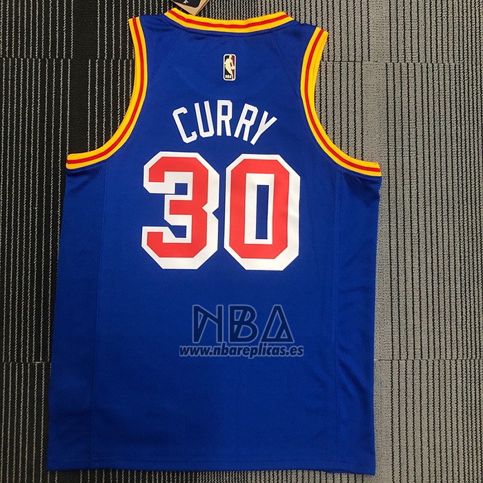 Camiseta Golden State Warriors Stephen Curry NO 30 75th Anniversary Azul